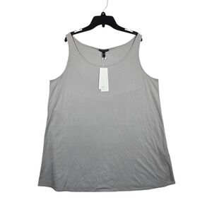 Eileen Fisher scoop neck Tunic womens XL silver sleeveless 100% Silk NWT
